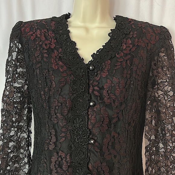 Zeeba New York Beautiful Vtg Gothic Floral Lace Jacket Coat **Approx Size S** - Picture 3 of 6